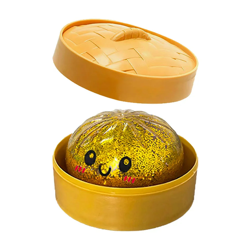 NEW Realistic Giant Dumpling Squishes Squeeze Toy with Steamer Soft TPR Dough Ball Decompression Fidget Toy Funny Creative Gift