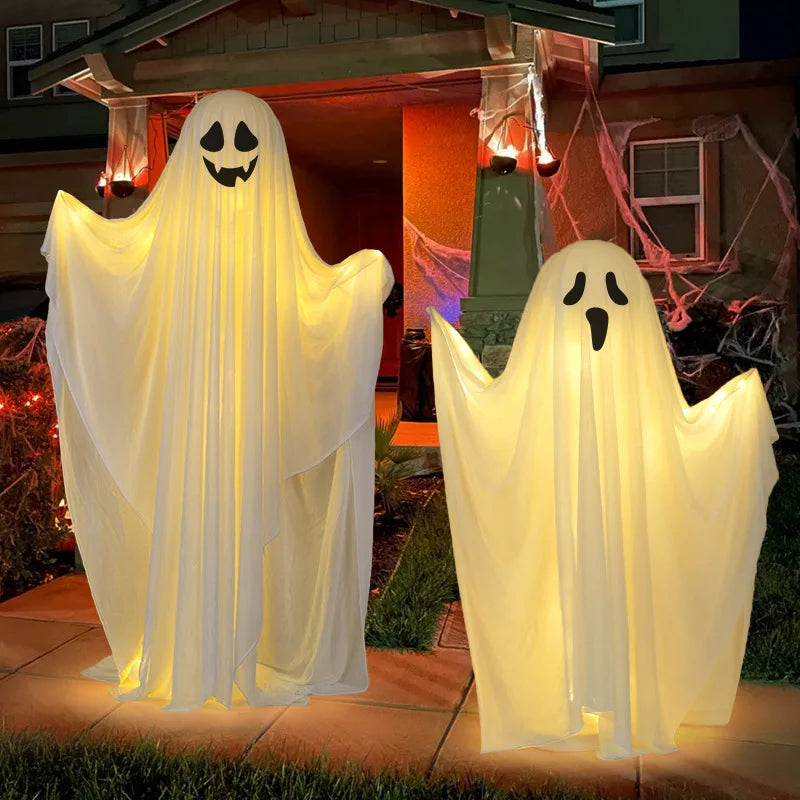 85/165CM Life-Size Scary Standing Ghost Glow-in-the-Dark Outdoor Halloween Decoration for Front Door Garden Haunted House
