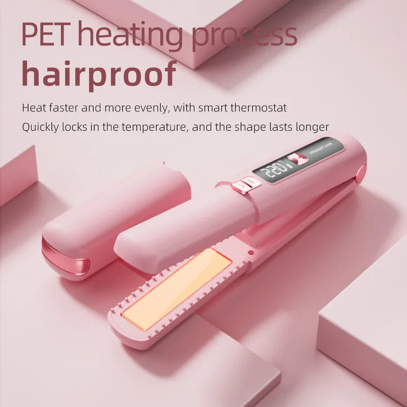TINSOL New Mini Wireless Straightener Portable Curler, Multi-Function Professional Hair Styling Tool 6 Temperature Settings