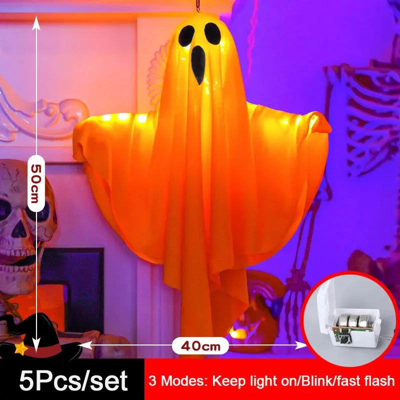 2026 LED Glow Ghost Party Halloween Decoration for Home Indoor Outdoor Haunted House Bar Hanging Horror Props with Lights
