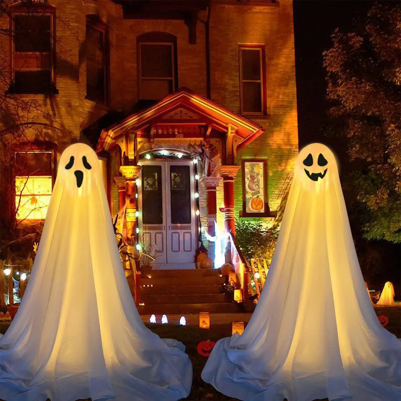85/165CM Life-Size Scary Standing Ghost Glow-in-the-Dark Outdoor Halloween Decoration for Front Door Garden Haunted House