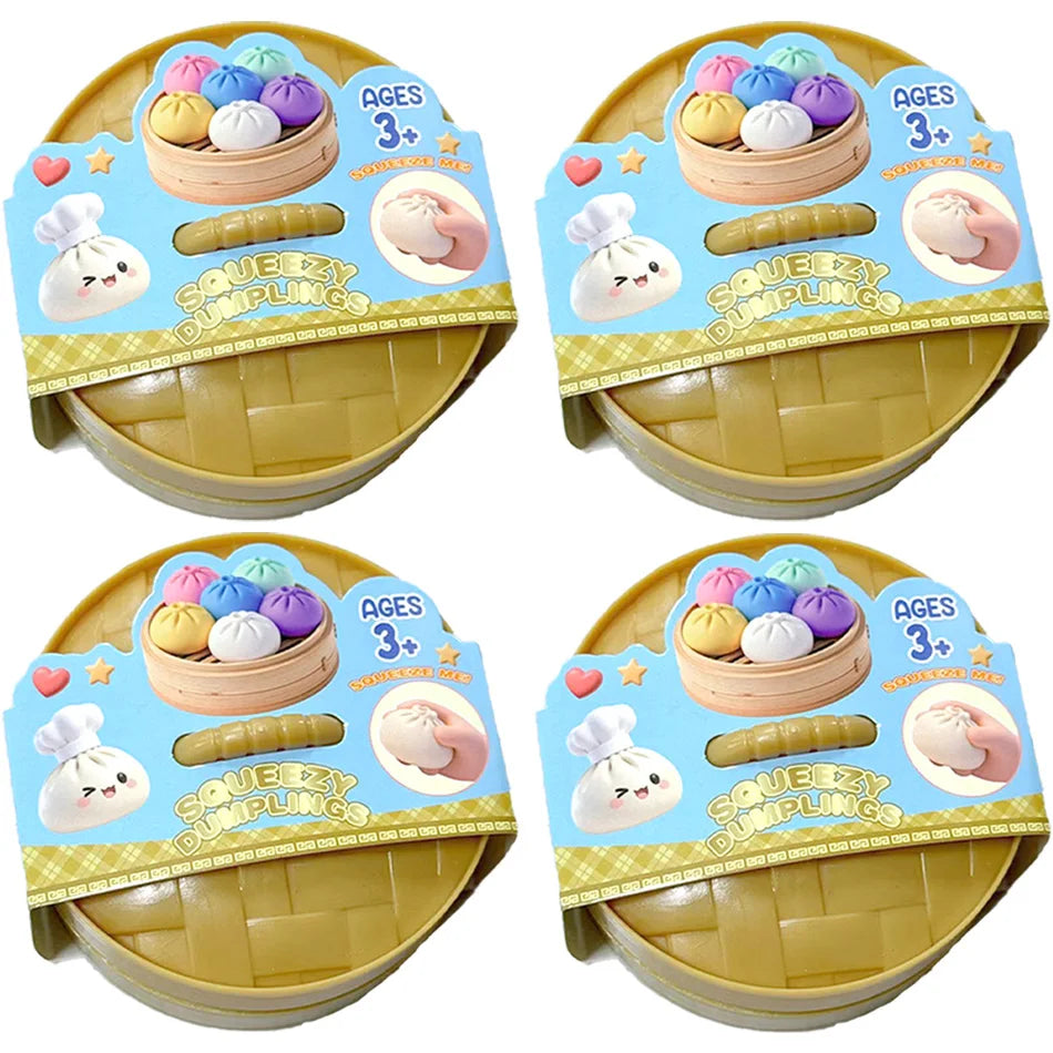 NEW Realistic Giant Dumpling Squishes Squeeze Toy with Steamer Soft TPR Dough Ball Decompression Fidget Toy Funny Creative Gift