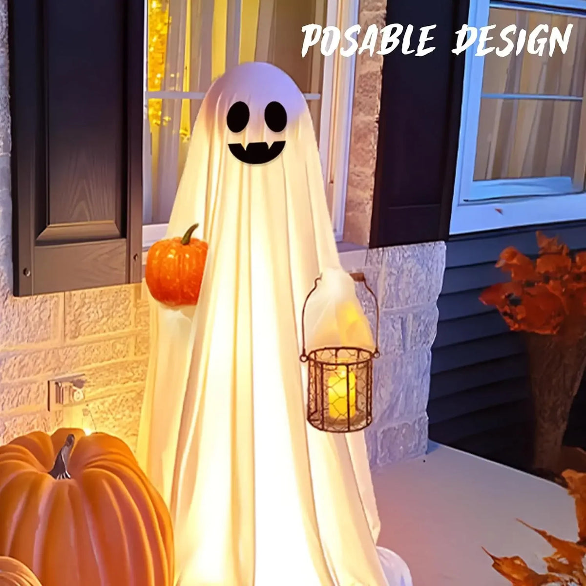 85/165CM Life-Size Scary Standing Ghost Glow-in-the-Dark Outdoor Halloween Decoration for Front Door Garden Haunted House