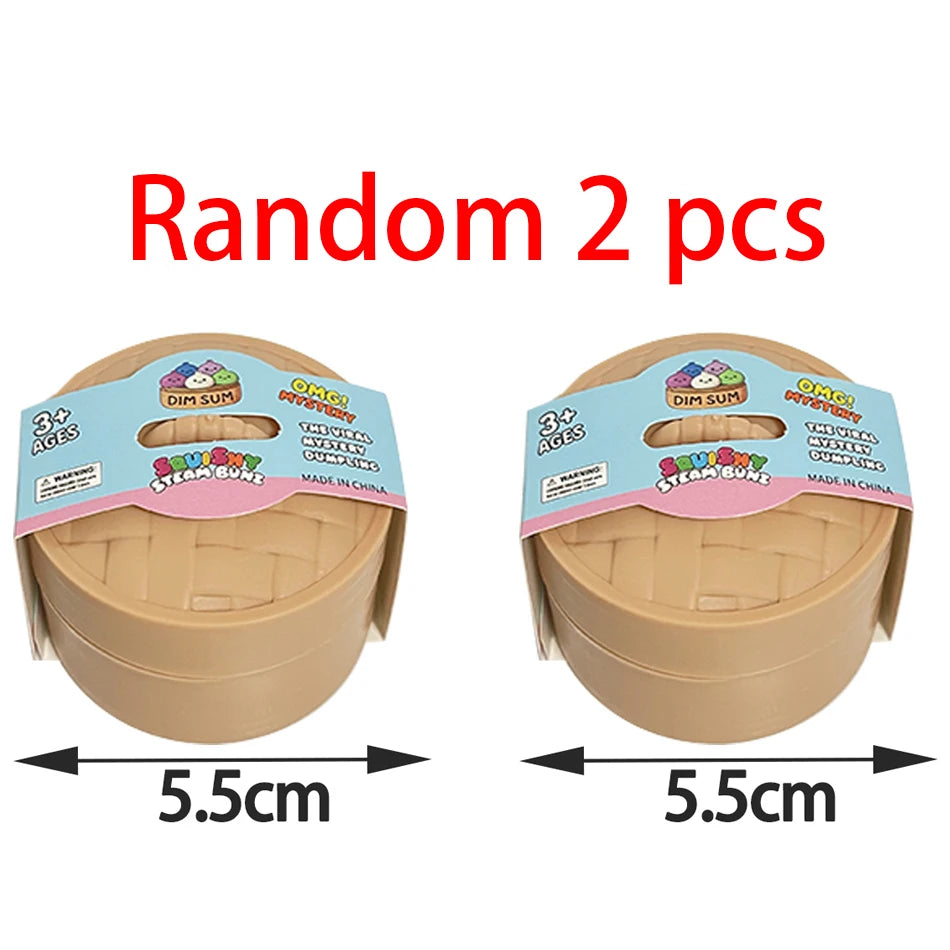 Realistic Giant Dumpling Squeeze Toy with Bamboo Steamer Soft TPR Dough Ball Decompression Fidget Toy Creative Funny Gift