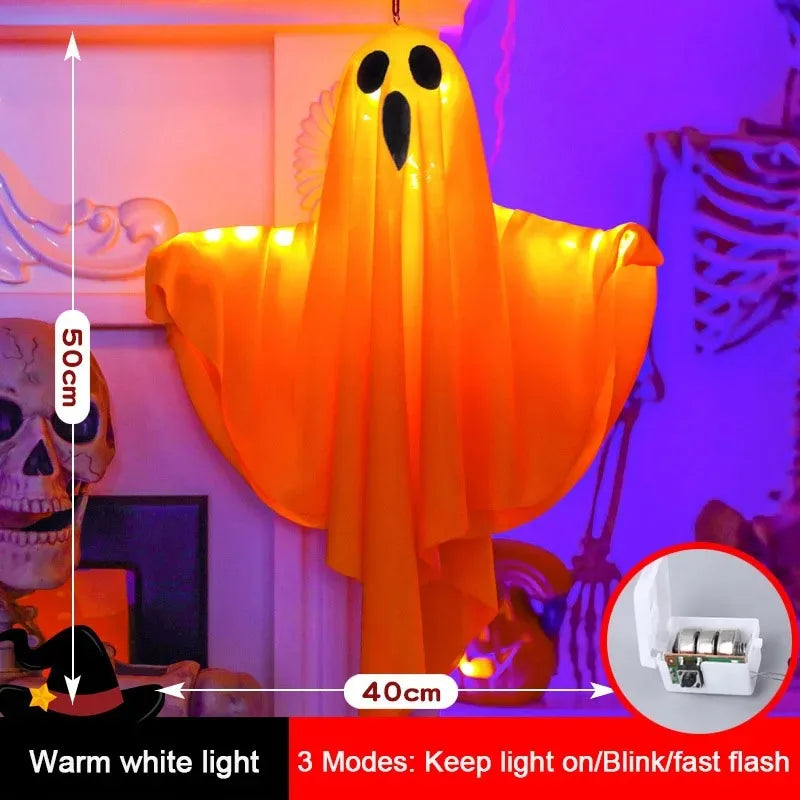 2026 LED Glow Ghost Party Halloween Decoration for Home Indoor Outdoor Haunted House Bar Hanging Horror Props with Lights