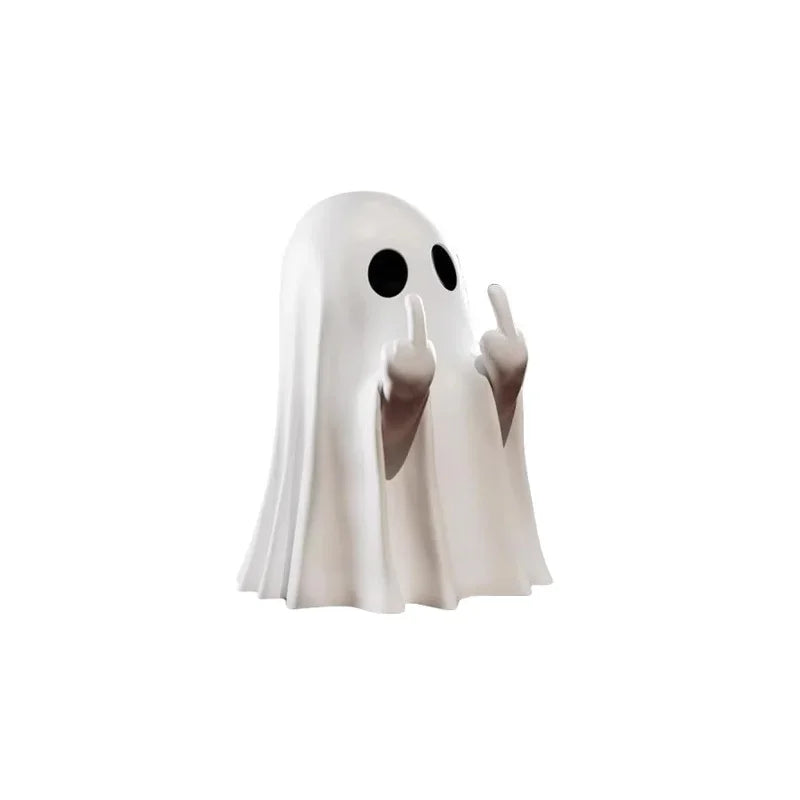 Halloween Middle Finger Ghost Statue Small Halloween Decor for Home Centerpiece for Coffee Table, Adorable Horror Figure