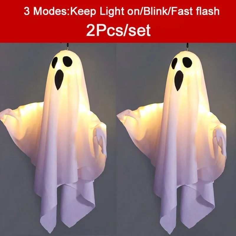 2026 LED Glow Ghost Party Halloween Decoration for Home Indoor Outdoor Haunted House Bar Hanging Horror Props with Lights