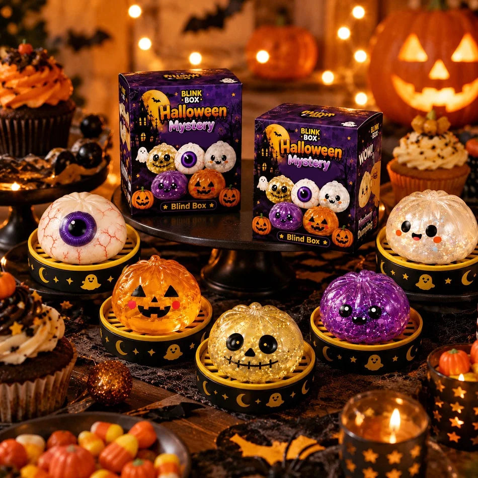 Halloween Theme Blind Box Dumpling Squishy Stress Ball Soft Pinch ASMR Sensory Stress Relief Toys Squeeze Release Anxiety Gift