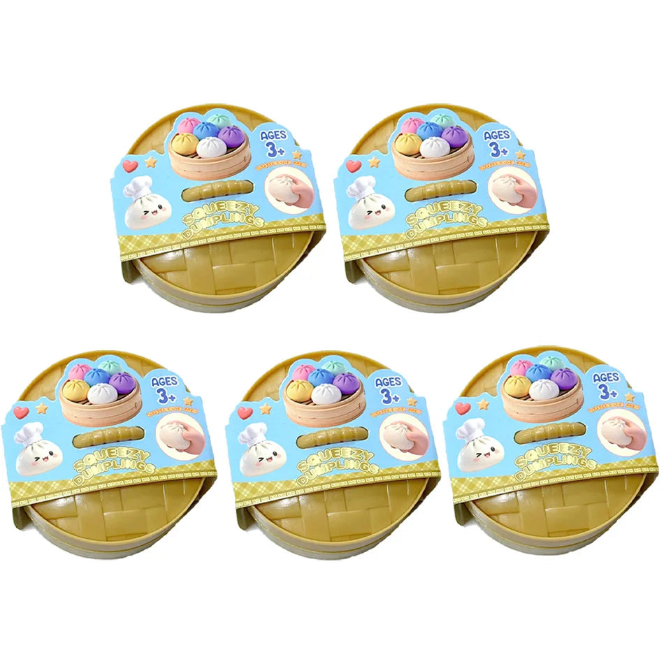 NEW Realistic Giant Dumpling Squishes Squeeze Toy with Steamer Soft TPR Dough Ball Decompression Fidget Toy Funny Creative Gift