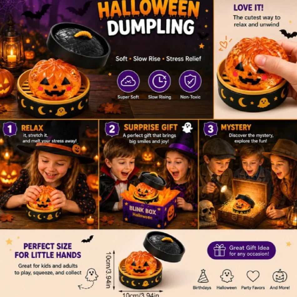 Halloween Theme Blind Box Dumpling Squishy Stress Ball Soft Pinch ASMR Sensory Stress Relief Toys Squeeze Release Anxiety Gift