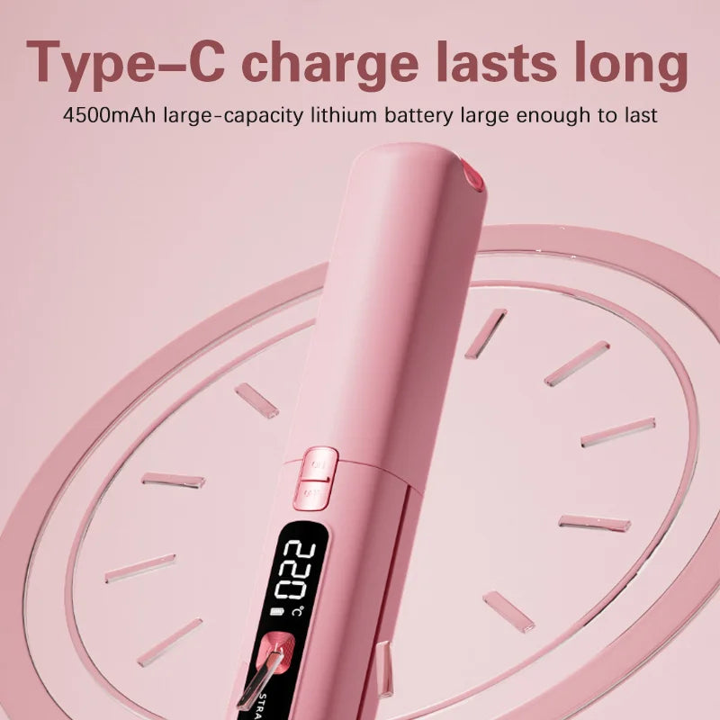 TINSOL New Mini Wireless Straightener Portable Curler, Multi-Function Professional Hair Styling Tool 6 Temperature Settings