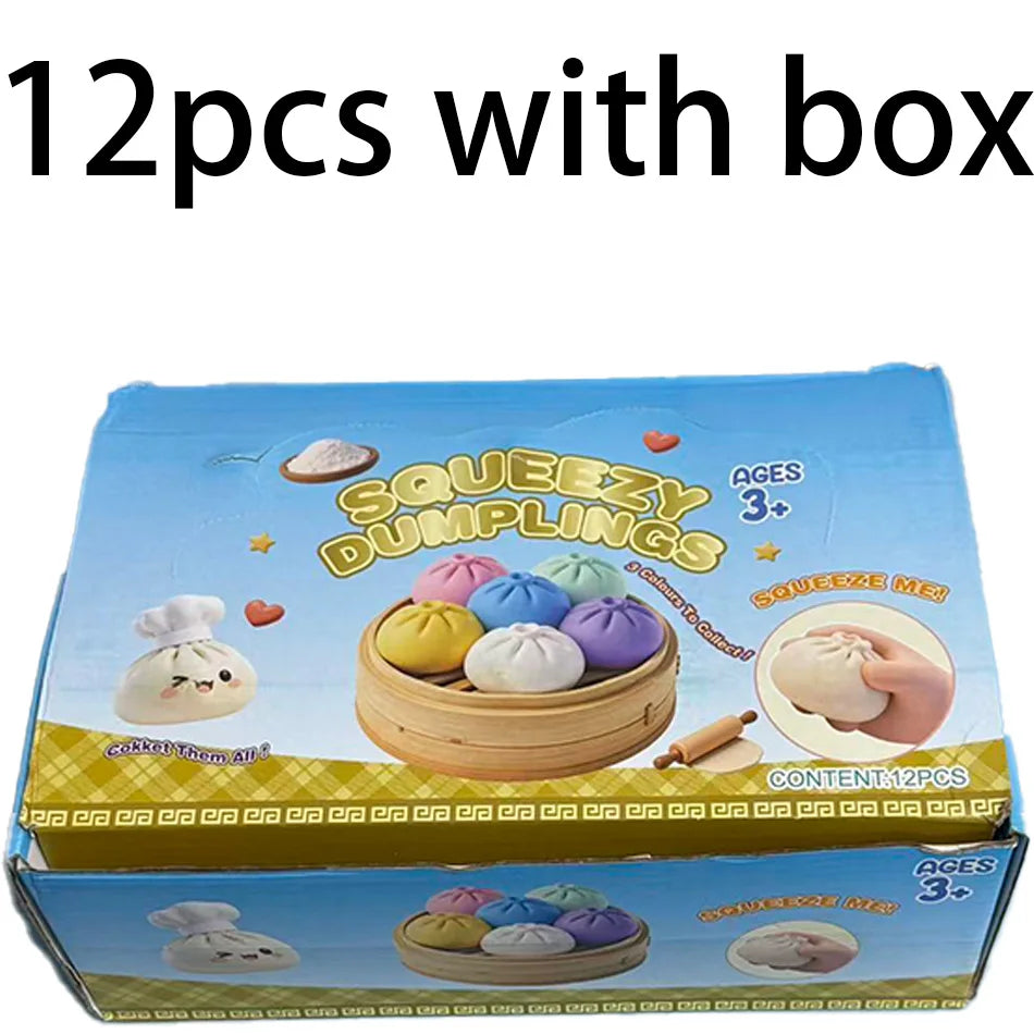 NEW Realistic Giant Dumpling Squishes Squeeze Toy with Steamer Soft TPR Dough Ball Decompression Fidget Toy Funny Creative Gift