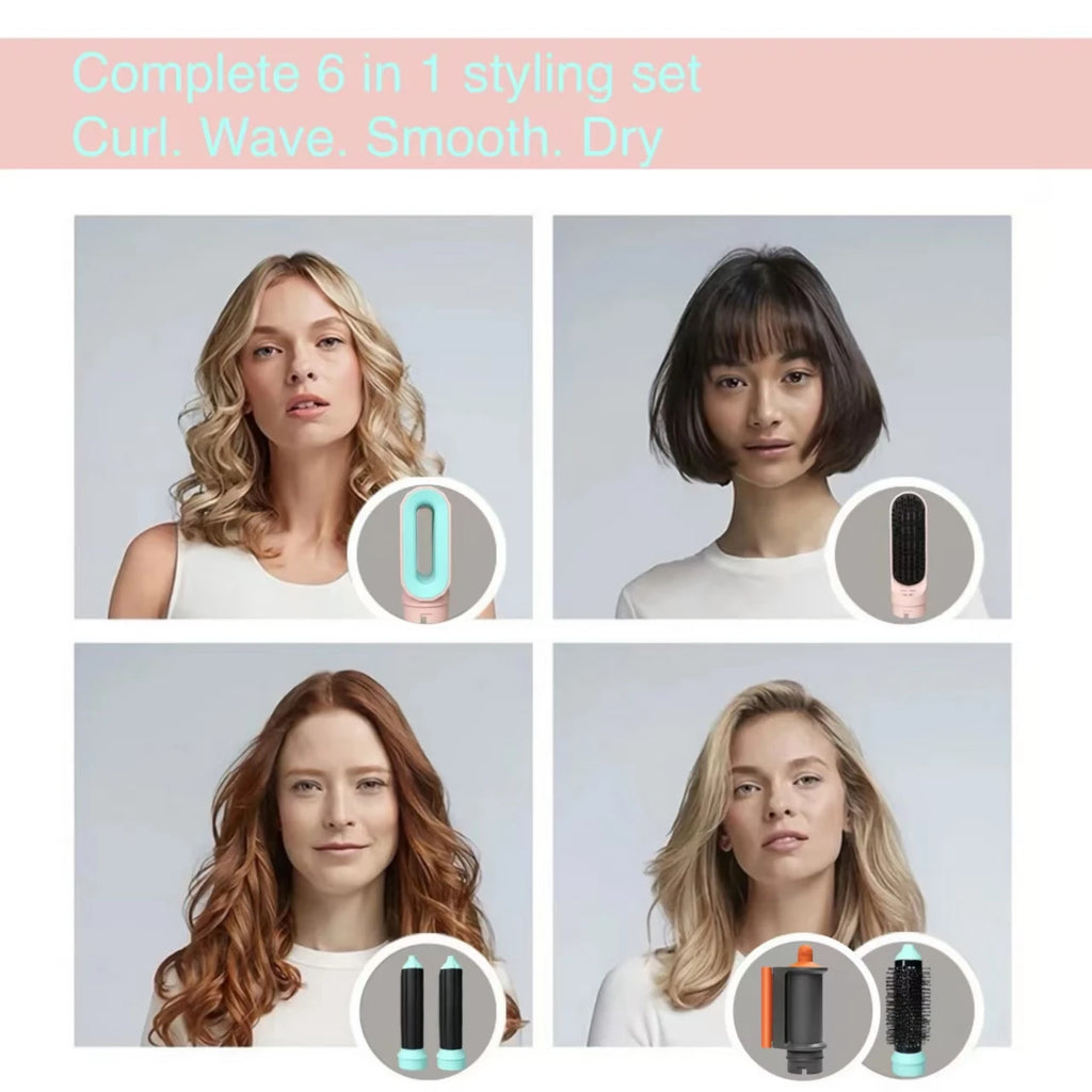 6 In 1 Hair Styler New Smooth Hair Dryer For Hair 6 in 1 hair styler With Curling Barrel Hot Air Brush Styling Tool MultiStyler