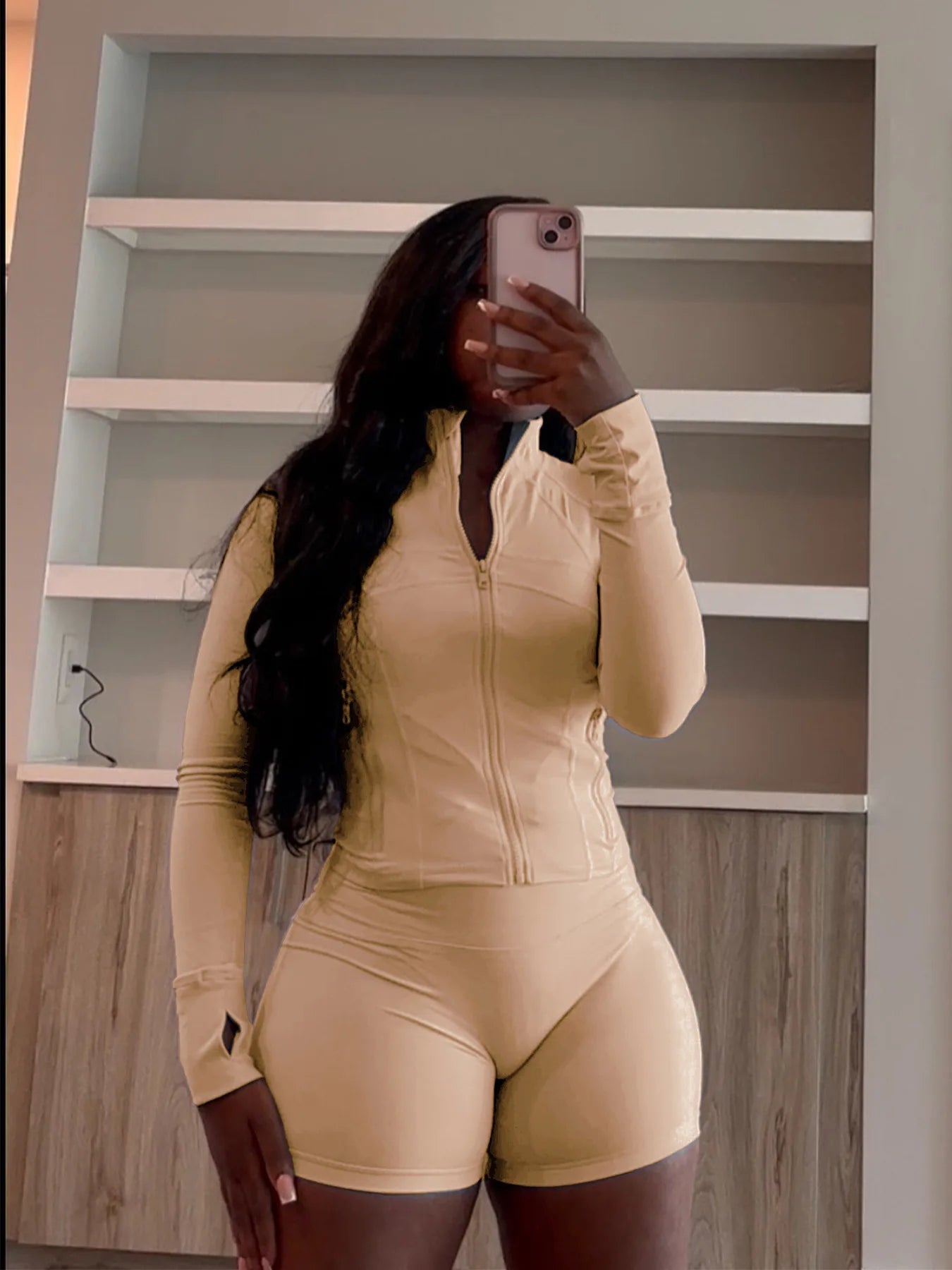 Fall Siold Bodycon Zipper Crop Top Women Tracksuits Sets+Trousers Women Black Gray 2 Two Pieces Matching Leggings Shorts Suits
