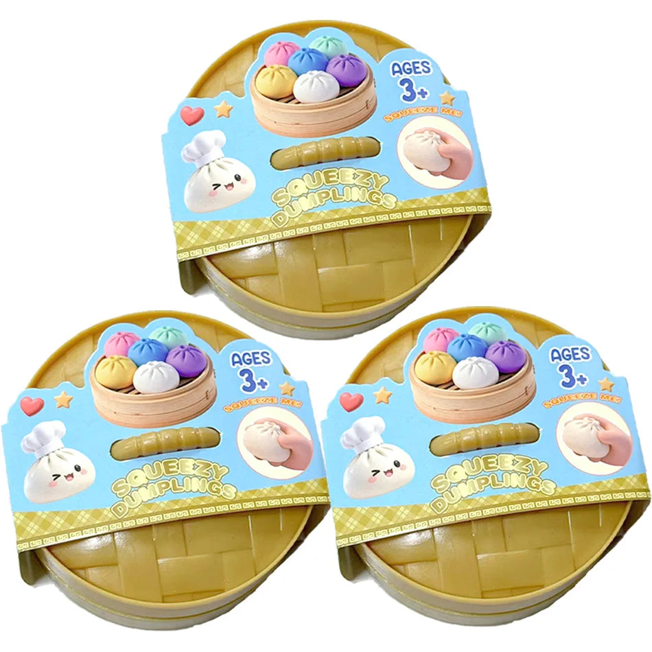 NEW Realistic Giant Dumpling Squishes Squeeze Toy with Steamer Soft TPR Dough Ball Decompression Fidget Toy Funny Creative Gift
