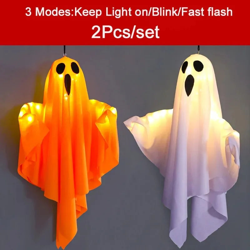 2026 LED Glow Ghost Party Halloween Decoration for Home Indoor Outdoor Haunted House Bar Hanging Horror Props with Lights