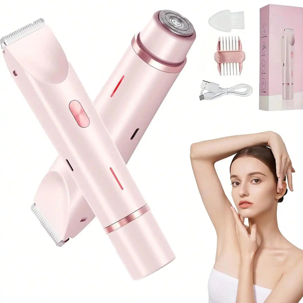 Women's Bikini Trimmer, Dual Head Ladies Hair Removal Trimmer With Ceramic Blades And Type-C Charging Port, Suitable For Women's Intimate Area, Underarms, Legs, Arms And Face