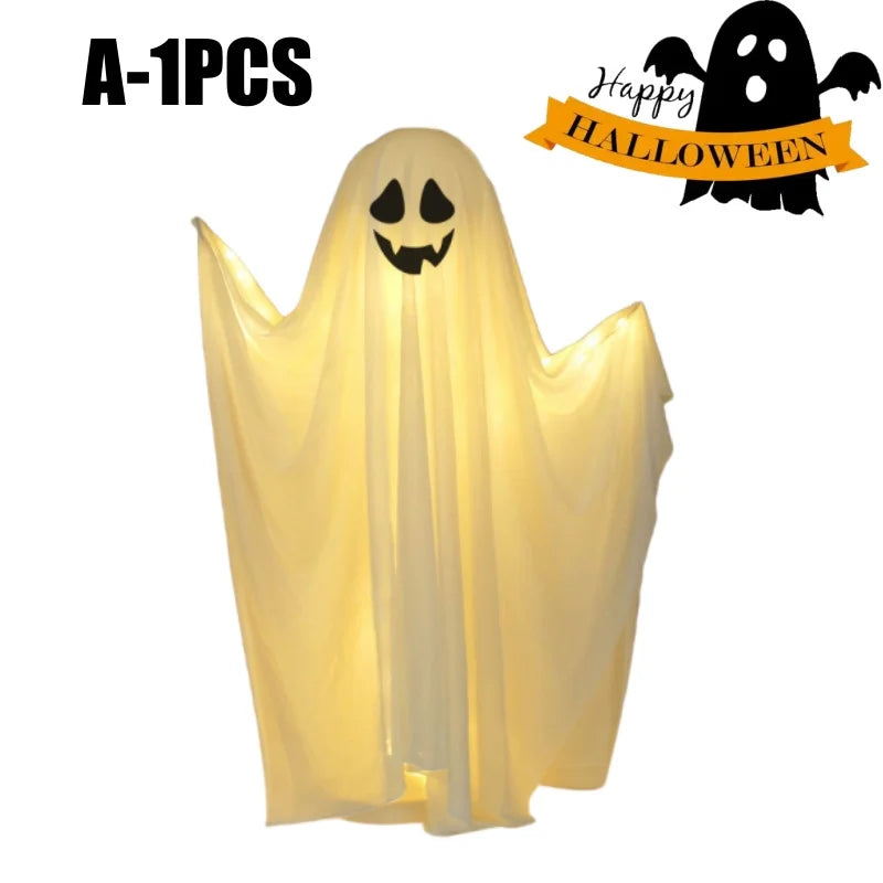 85/165CM Life-Size Scary Standing Ghost Glow-in-the-Dark Outdoor Halloween Decoration for Front Door Garden Haunted House