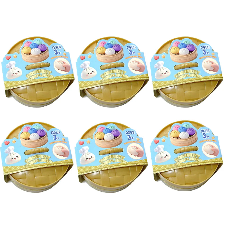 NEW Realistic Giant Dumpling Squishes Squeeze Toy with Steamer Soft TPR Dough Ball Decompression Fidget Toy Funny Creative Gift