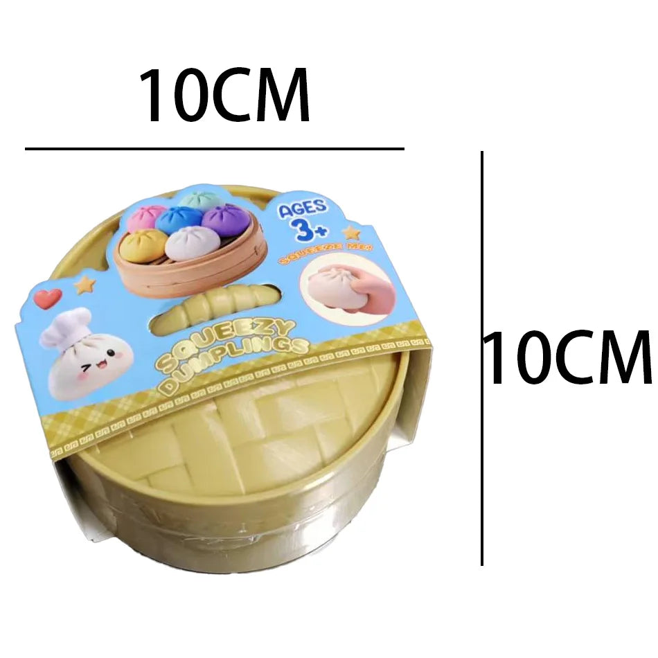 NEW Realistic Giant Dumpling Squishes Squeeze Toy with Steamer Soft TPR Dough Ball Decompression Fidget Toy Funny Creative Gift
