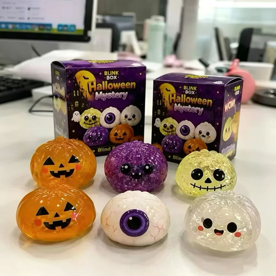 Halloween Theme Blind Box Dumpling Squishy Stress Ball Soft Pinch ASMR Sensory Stress Relief Toys Squeeze Release Anxiety Gift