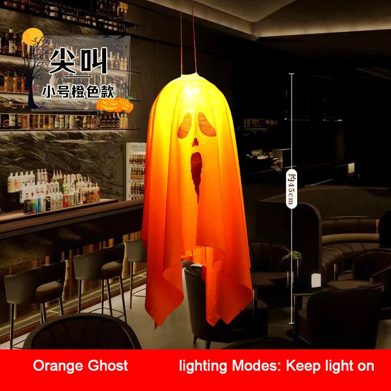 2026 LED Glow Ghost Party Halloween Decoration for Home Indoor Outdoor Haunted House Bar Hanging Horror Props with Lights