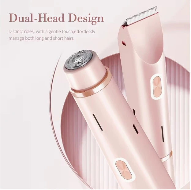 Women's Bikini Trimmer, Dual Head Ladies Hair Removal Trimmer With Ceramic Blades And Type-C Charging Port, Suitable For Women's Intimate Area, Underarms, Legs, Arms And Face