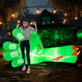 Joyfy 9ft Broken Hand Giant Zombie Arm Halloween Inflatables Outdoor Decoration with Built-in LEDs Scary Green Giant Hand