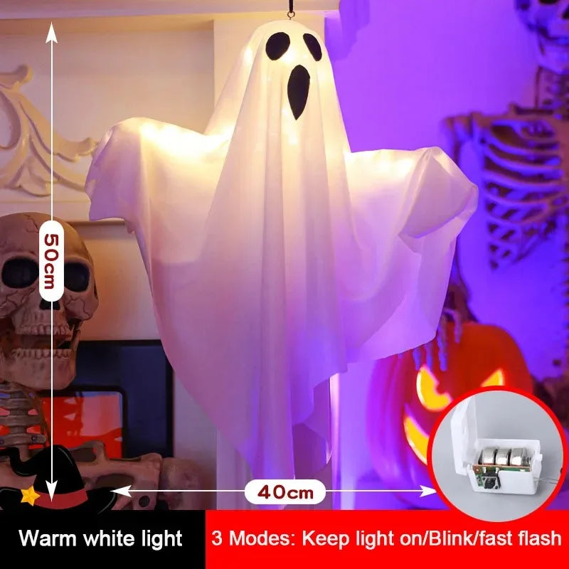 2026 LED Glow Ghost Party Halloween Decoration for Home Indoor Outdoor Haunted House Bar Hanging Horror Props with Lights