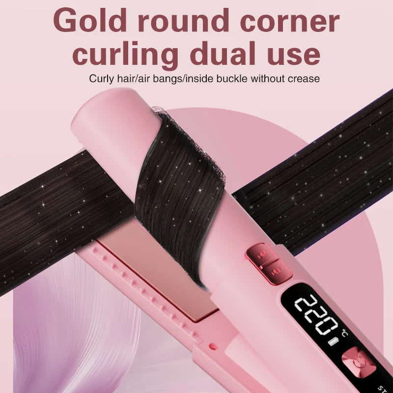 TINSOL New Mini Wireless Straightener Portable Curler, Multi-Function Professional Hair Styling Tool 6 Temperature Settings