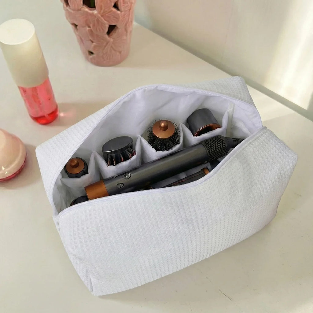 Large Capacity Cotton Added Makeup Bag Portable Hair Styling Tool Organizer with Zipper Korean Multifunctional Cosmetic Bags