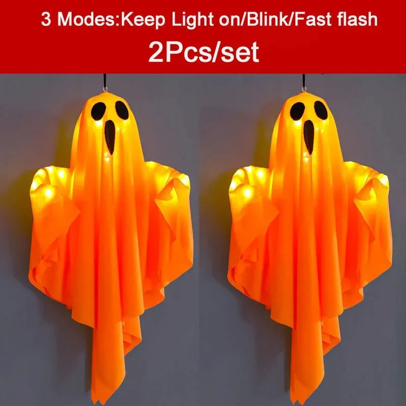 2026 LED Glow Ghost Party Halloween Decoration for Home Indoor Outdoor Haunted House Bar Hanging Horror Props with Lights
